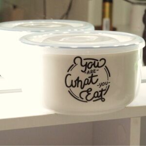 White Ceramic Bowl with Lid - Inspirational Quote
